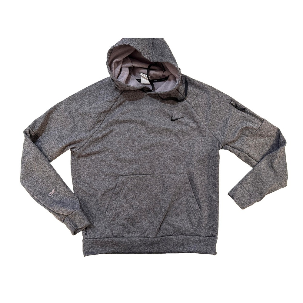 Nike Y2K‎ Hoodie Mens Medium Gray Therma-FIT Pullover Fleece Sweatshirt Zip